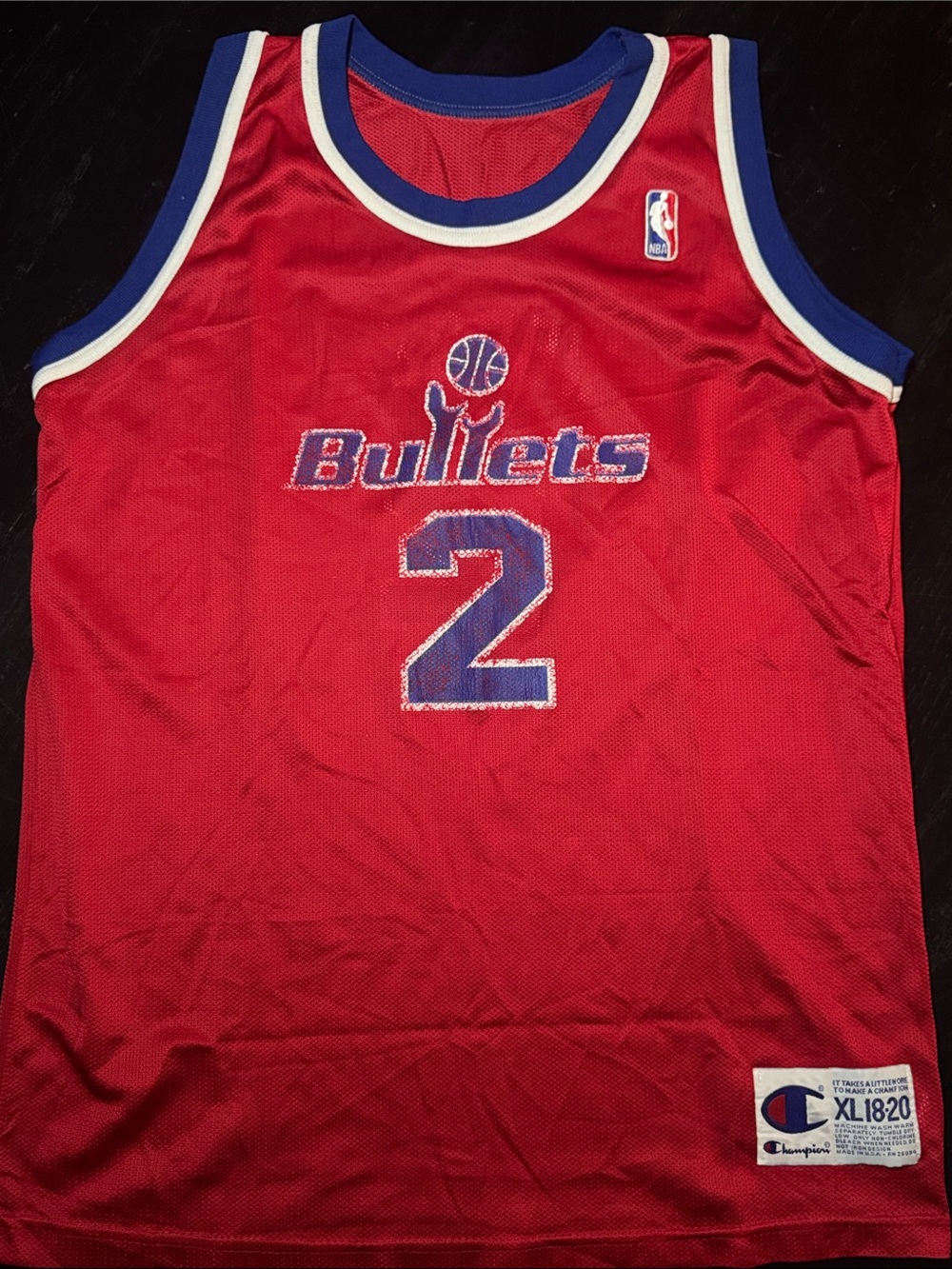 Vintage Champion 1990s Chris Webber Bullets jersey size Youth XL 18-20